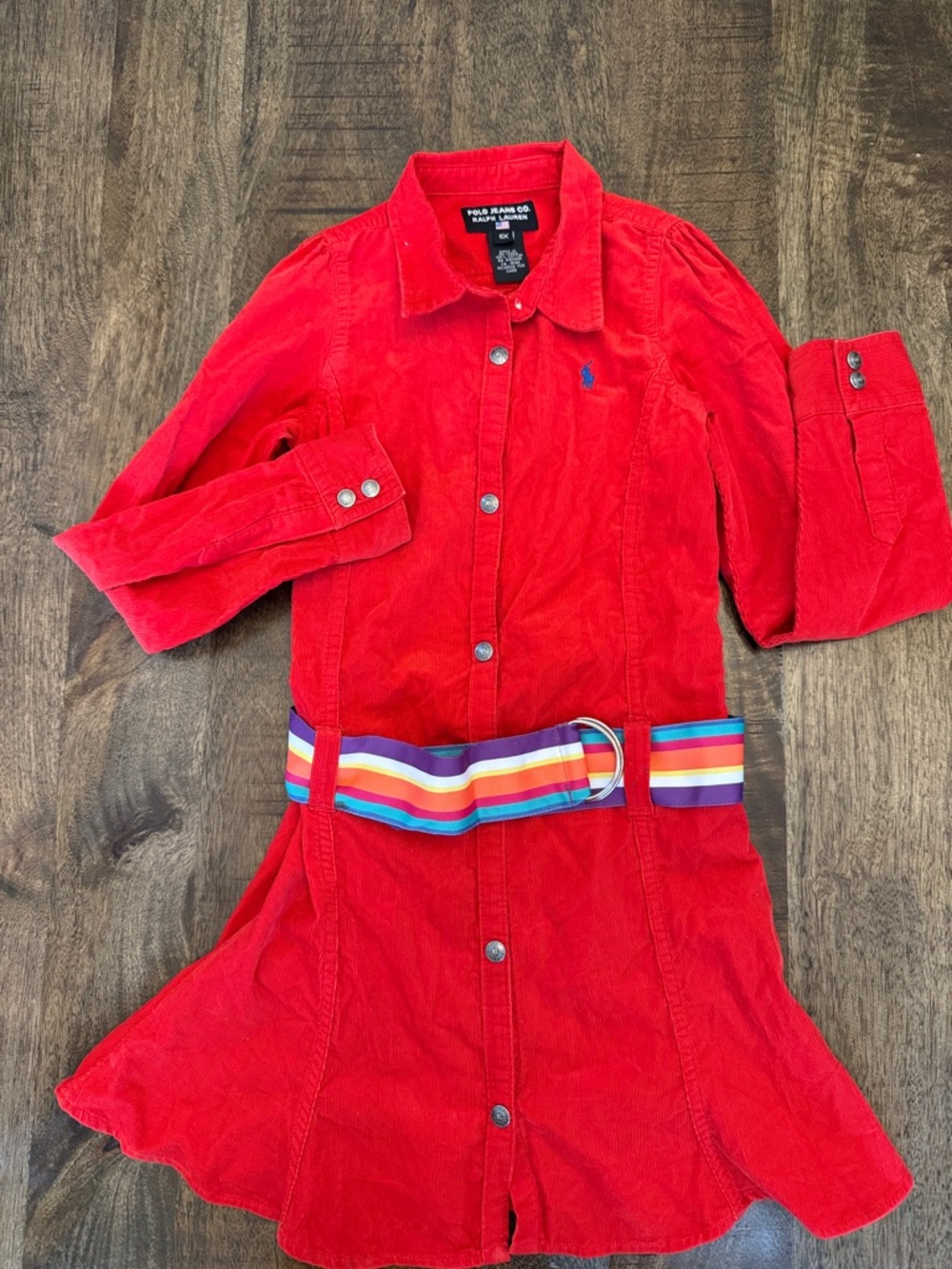 Ralph Lauren Red Corduroy Button-Front Dress